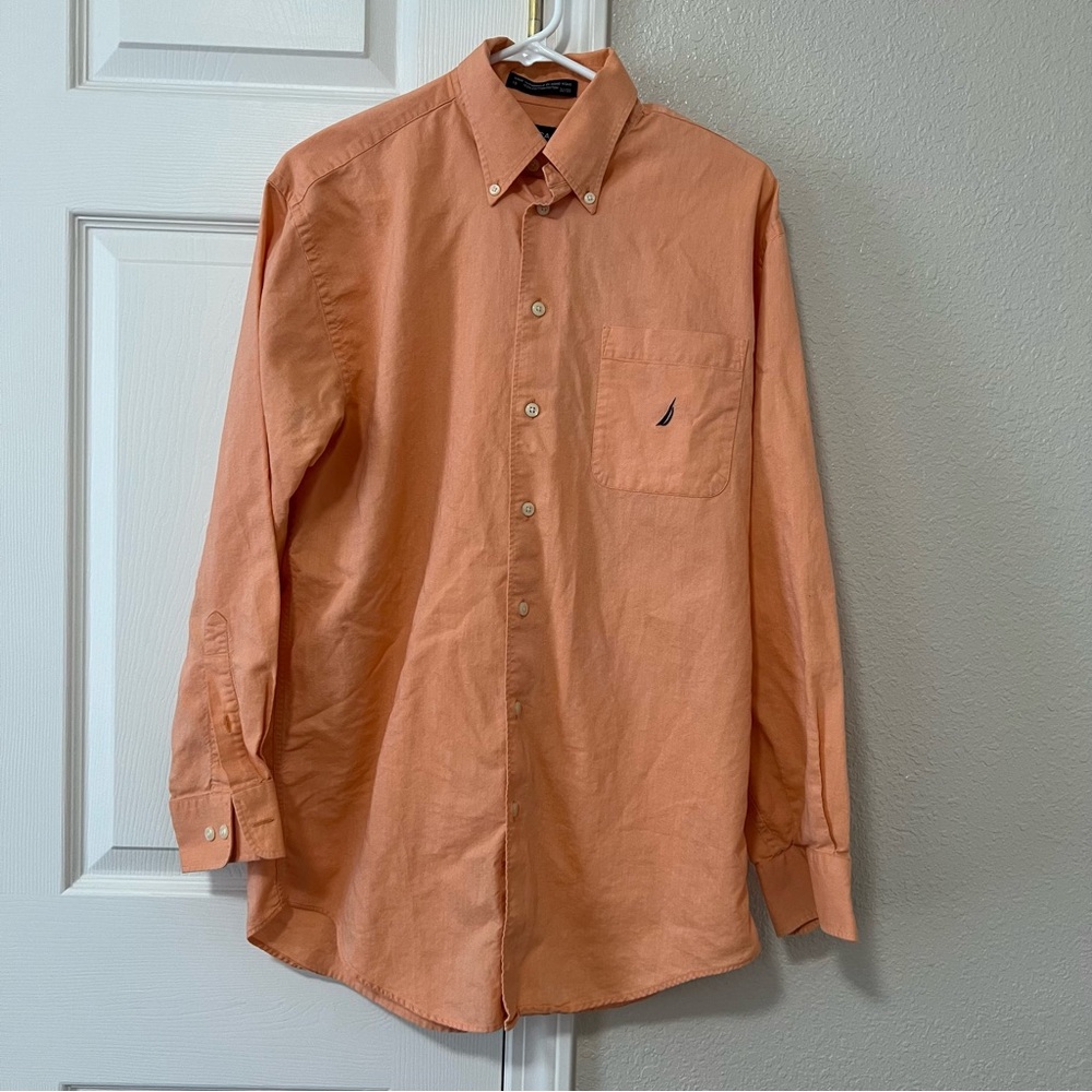 Nautica Men's Orange Button-Down Shirt - 15 32/33
